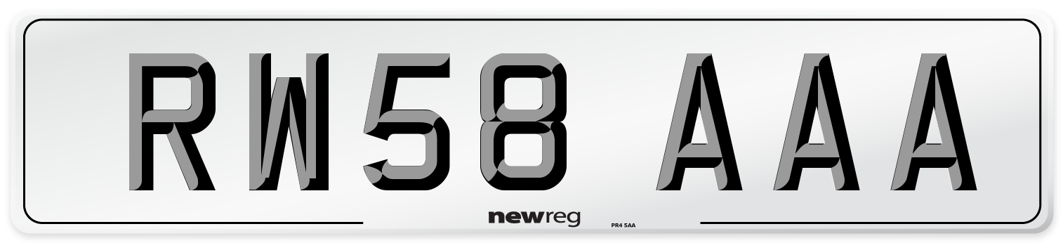 RW58 AAA Number Plate from New Reg